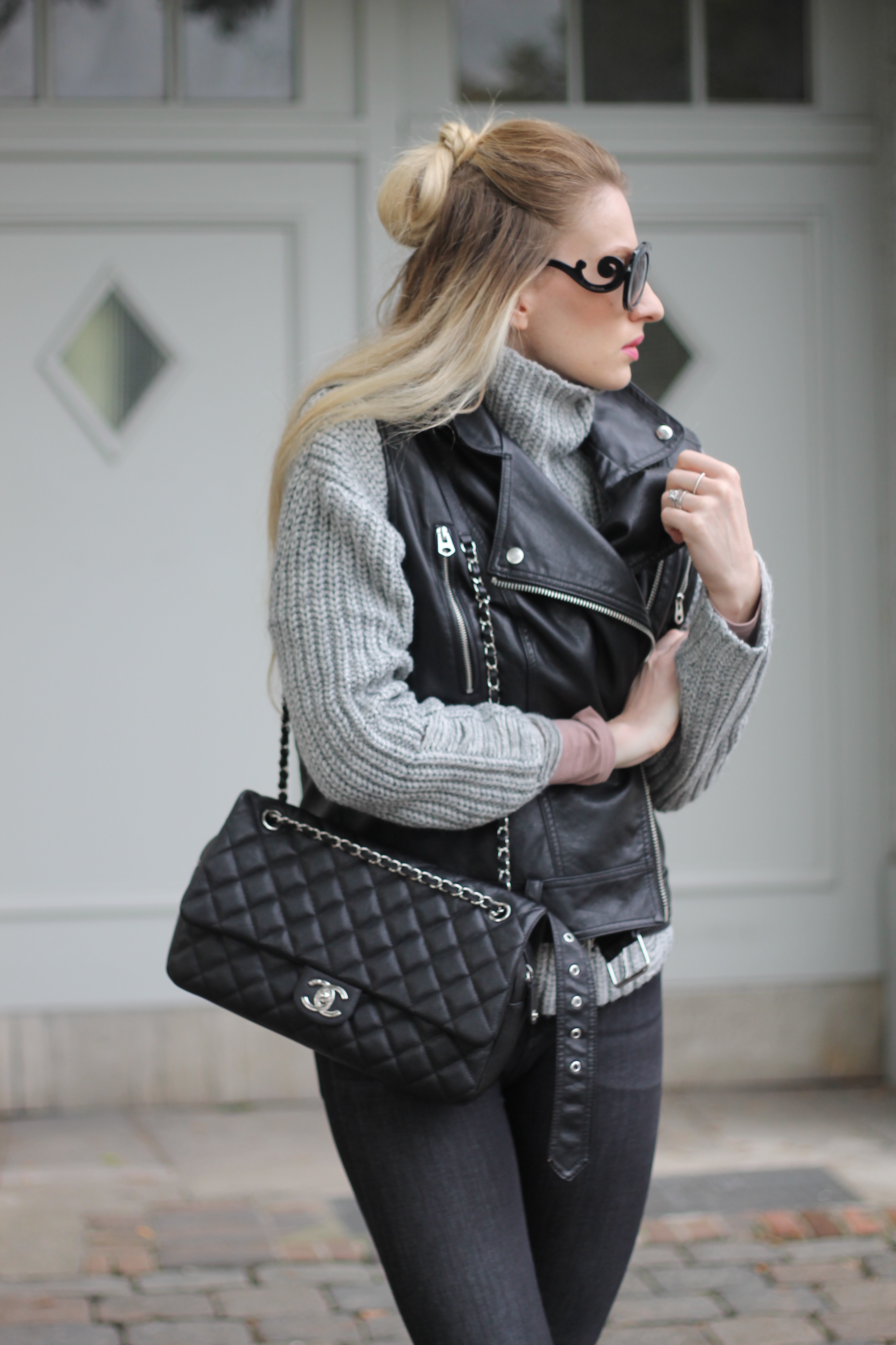 Mon Mode, Fashionblog, Berlin, Knitwear, Chunky Knits, Vest, Biker Vest, Leather Vest, Celine Sunglasses